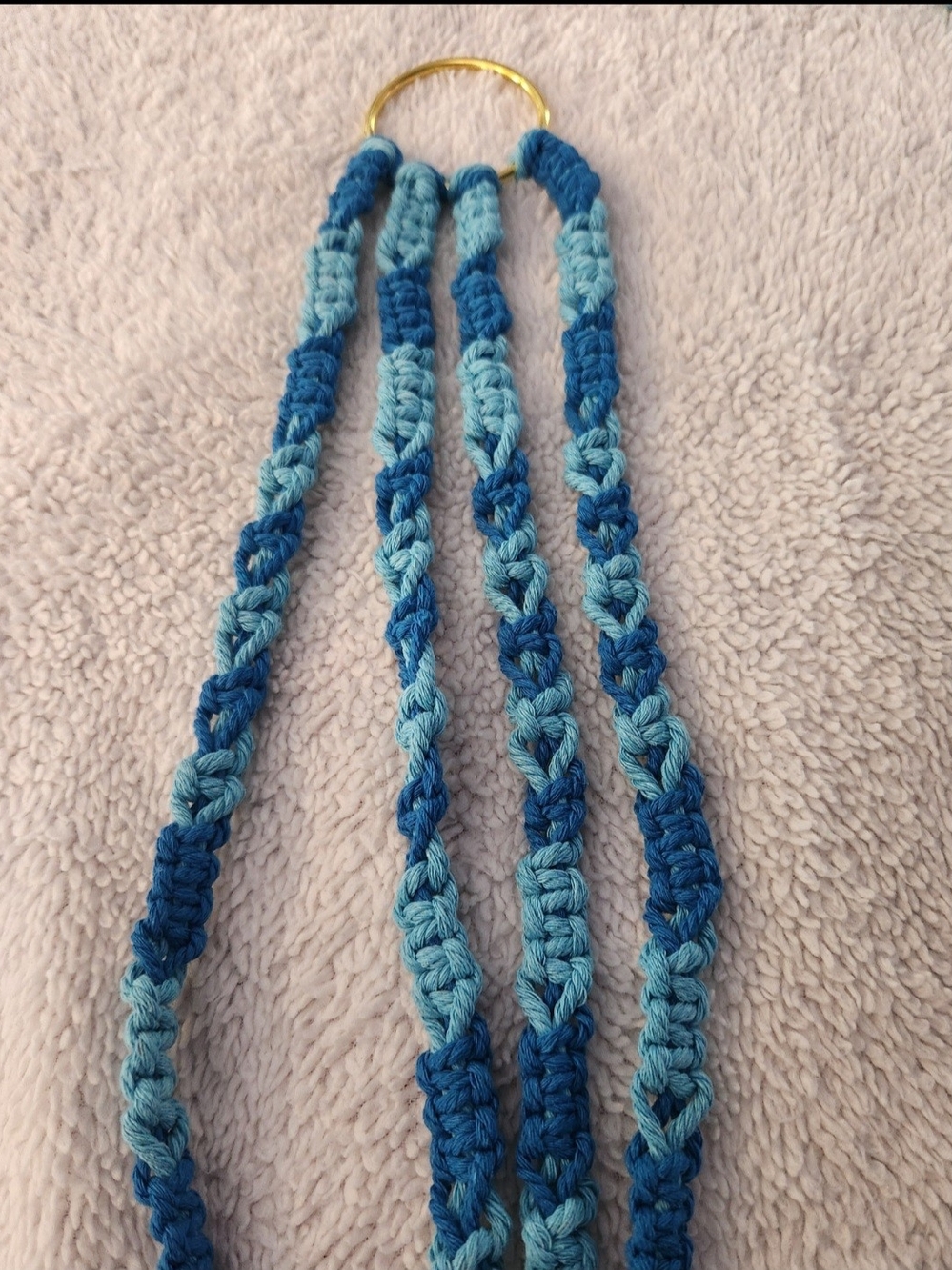 NEW! Handmade Blue & Teal Macrame Plant Hanger - Picture 2 of 6